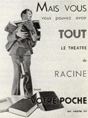 Première affiche de librairie pour la collection Bibliothèque reliée de la Pléiade, 1932.