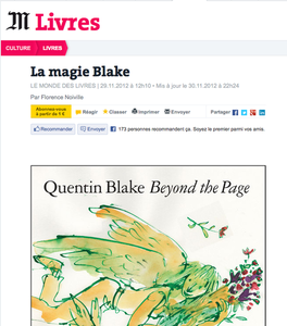 Quentin Blake à l'honneur dans "Le Monde des livres".