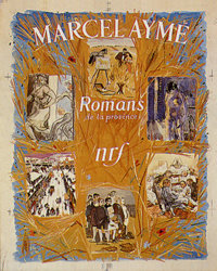 Affiche de librairie pour Romans de la province de Marcel Aymé, relié d'après la maquette de Paul Bonet, 1956. Archives Éditions Gallimard