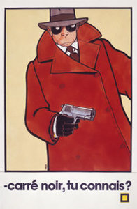 Affichette illustrée par Tardi pour « Carré Noir », collection de poche dirigée par Marcel Duhamel. Archives Éditions Gallimard