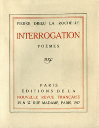 Pierre Drieu la Rochelle, Interrogation, Gallimard, 1917. Archives Éditions Gallimard