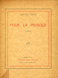 Léon-Paul Fargue, Pour la musique, Éditions de la NRF, 1914. Archives Éditions Gallimard