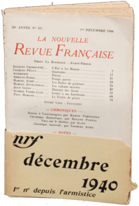 La NRF n° 322, décembre 1940. Archives Éditions Gallimard 