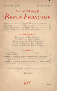La NRF n° 329, juillet 1941. Archives Éditions Gallimard