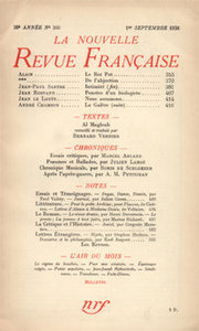La NRF n° 300, septembre 1938. Archives Éditions Gallimard