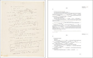Fac simile et transcription du feuillet 79 du manuscrit du Petit Prince. Photo Graham S. Haber / The Morgan Library & Museum