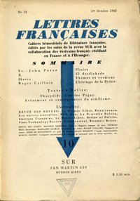 Lettres française n° 10, octobre 1943. Archives Éditions Gallimard.