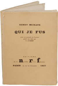 Henri Michaux, Qui je fus, Gallimard, 1927 (« Une œuvre un portrait »). Archives Éditions Gallimard