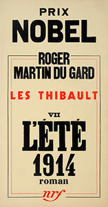 Affiche de librairie pour le prix Nobel de littérature décerné à Roger Martin du Gard, 1937. Archives Éditions Gallimard
