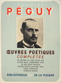 Affiche de librairie pour Les Œuvres poétiques complètes de Charles Péguy en « Pléiade », 1941. Archives Éditions Gallimard