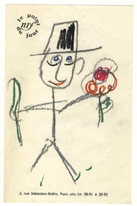 Jacques Prévert. Dessin pour René Bertelé. Coll. part.