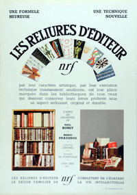 Affiche de librairie pour les reliures d'éditeur, années 1950. Archives Éditions Gallimard
