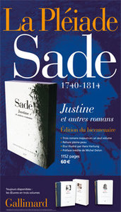 Affiche de librairie pour l'édition du bicentenaire de Sade en Pléiade, 2014. Archives Éditions Gallimard