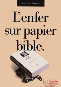 Affiche de librairie pour le premier tome des Œuvres de Sade dans la Pléiade, 1990. Archives Éditions Gallimard