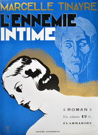 Affiche de librairie pour L’Ennemie intime de Marcelle Tinayre [1931]. Archives Flammarion