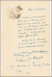 Lettre de l’Académie Goncourt à Marcel Proust, 10 décembre 1919.